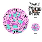 Playful abstract art - pink Playing Cards 54 (Round)  Front - Spade6