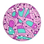 Playful abstract art - pink Round Filigree Ornament (2Side) Back