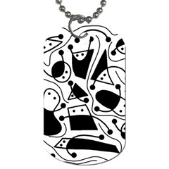 Playful Abstract Art - White And Black Dog Tag (two Sides) by Valentinaart