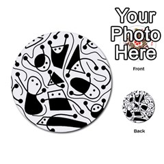 Playful Abstract Art - White And Black Multi-purpose Cards (round)  by Valentinaart