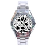 Playful abstract art - white and black Stainless Steel Analogue Watch Front