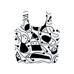 Playful Abstract Art - White And Black Full Print Recycle Bags (s)  by Valentinaart