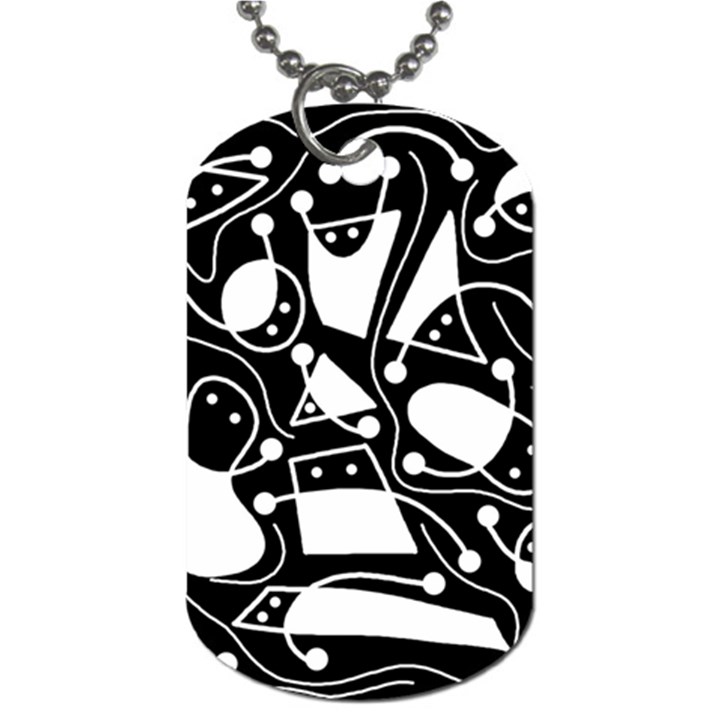 Playful abstract art - Black and white Dog Tag (One Side)