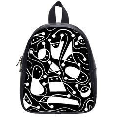 Playful Abstract Art - Black And White School Bags (small)  by Valentinaart