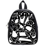 Playful abstract art - Black and white School Bags (Small)  Front
