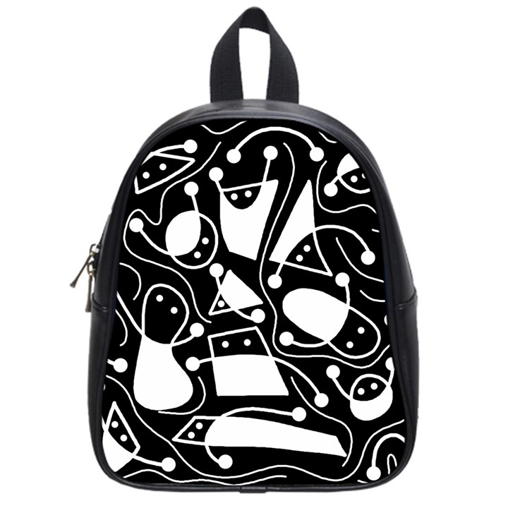 Playful abstract art - Black and white School Bags (Small) 