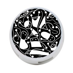 Playful Abstract Art - Black And White 4-port Usb Hub (one Side) by Valentinaart