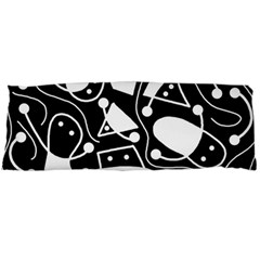 Playful Abstract Art - Black And White Body Pillow Case (dakimakura) by Valentinaart