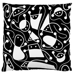 Playful Abstract Art - Black And White Standard Flano Cushion Case (two Sides) by Valentinaart