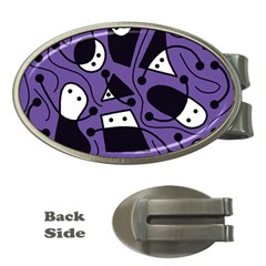 Playful Abstract Art - Purple Money Clips (oval)  by Valentinaart