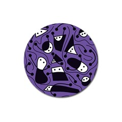 Playful Abstract Art - Purple Magnet 3  (round) by Valentinaart