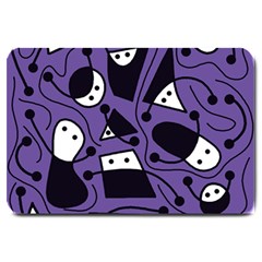 Playful Abstract Art - Purple Large Doormat  by Valentinaart