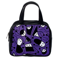 Playful Abstract Art - Purple Classic Handbags (one Side) by Valentinaart