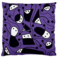 Playful Abstract Art - Purple Large Cushion Case (one Side) by Valentinaart