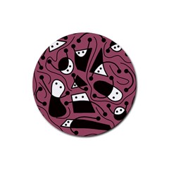 Playful Abstraction Rubber Round Coaster (4 Pack)  by Valentinaart