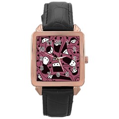 Playful Abstraction Rose Gold Leather Watch  by Valentinaart