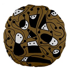 Playful Abstract Art - Brown Large 18  Premium Flano Round Cushions by Valentinaart