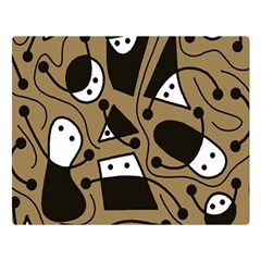 Playful Abstract Art - Brown Double Sided Flano Blanket (large)  by Valentinaart