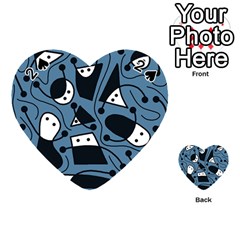 Playful Abstract Art - Blue Playing Cards 54 (heart)  by Valentinaart