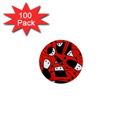 Playful abstract art - red 1  Mini Buttons (100 pack) 