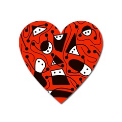 Playful abstract art - red Heart Magnet