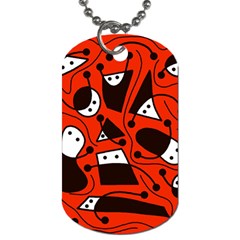 Playful abstract art - red Dog Tag (One Side)