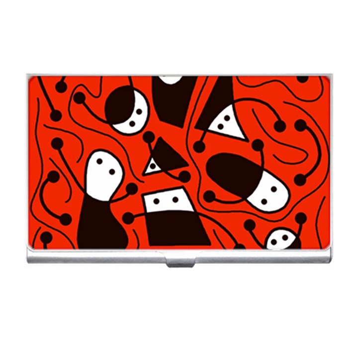 Playful abstract art - red Business Card Holders