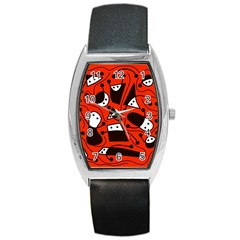 Playful abstract art - red Barrel Style Metal Watch