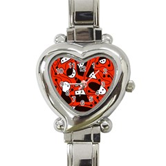 Playful abstract art - red Heart Italian Charm Watch