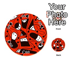 Playful abstract art - red Playing Cards 54 (Round) 