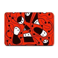 Playful abstract art - red Small Doormat 