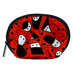 Playful abstract art - red Accessory Pouches (Medium) 