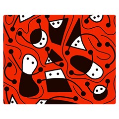 Playful abstract art - red Double Sided Flano Blanket (Medium) 