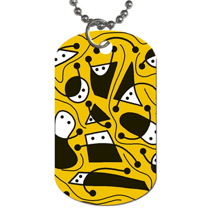 Playful abstract art - Yellow Dog Tag (One Side)