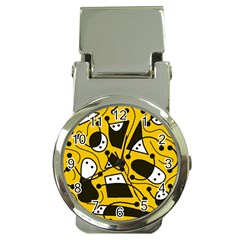 Playful Abstract Art - Yellow Money Clip Watches by Valentinaart