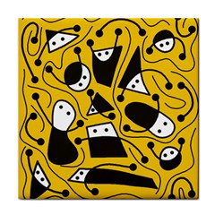Playful Abstract Art - Yellow Face Towel by Valentinaart