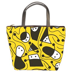 Playful Abstract Art - Yellow Bucket Bags by Valentinaart