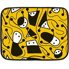 Playful Abstract Art - Yellow Fleece Blanket (mini) by Valentinaart