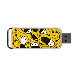 Playful Abstract Art - Yellow Portable Usb Flash (two Sides) by Valentinaart