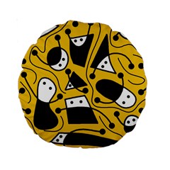 Playful Abstract Art - Yellow Standard 15  Premium Round Cushions by Valentinaart