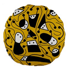 Playful Abstract Art - Yellow Large 18  Premium Flano Round Cushions by Valentinaart