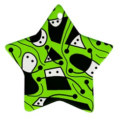 Playful Abstract Art - Green Ornament (star)  by Valentinaart