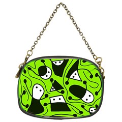 Playful Abstract Art - Green Chain Purses (one Side)  by Valentinaart