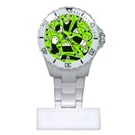 Playful abstract art - green Plastic Nurses Watch Front