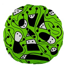 Playful Abstract Art - Green Large 18  Premium Flano Round Cushions by Valentinaart