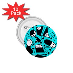 Playful Abstract Art - Cyan 1 75  Buttons (10 Pack) by Valentinaart