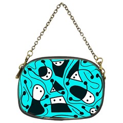 Playful Abstract Art - Cyan Chain Purses (two Sides) 