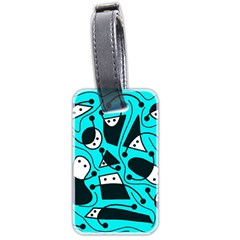 Playful Abstract Art - Cyan Luggage Tags (two Sides) by Valentinaart
