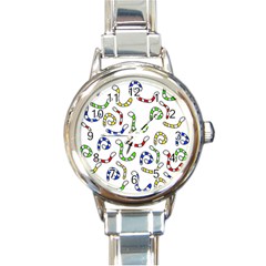 Colorful worms  Round Italian Charm Watch