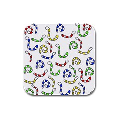 Colorful worms  Rubber Square Coaster (4 pack) 